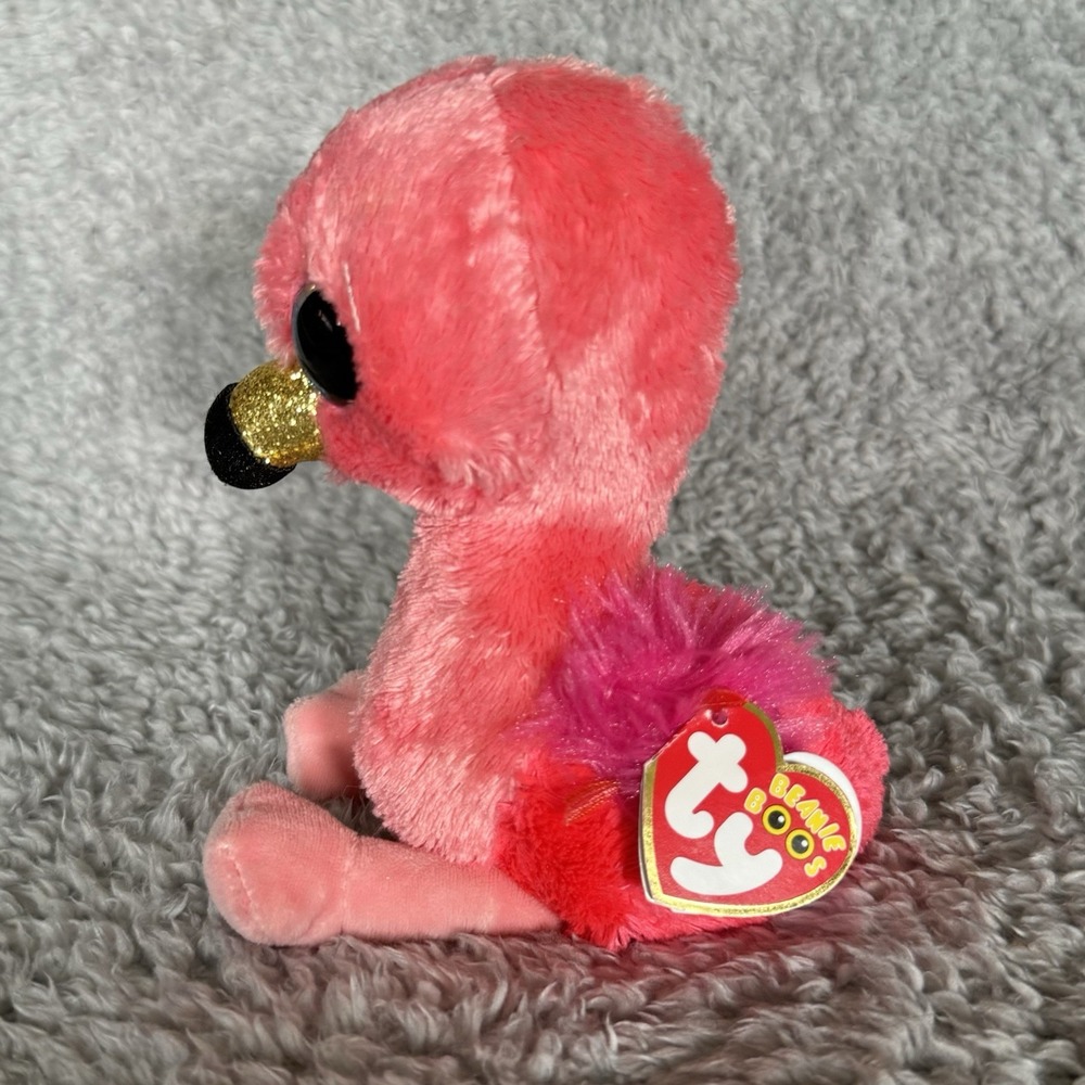 Ty Beanie Boo Gilda the Flamingo Plush 6" Pink Stuffed Animal Soft Toy - Picture 4 of 9